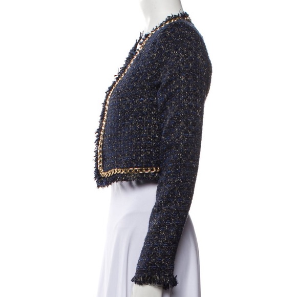 Christian Lacroix Cropped Shimmery Blue Gold Blazer Sz M - Picture 13 of 13